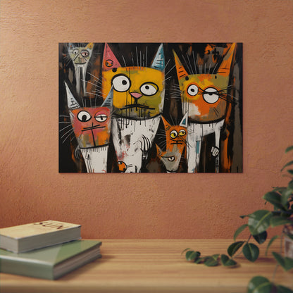 Doodle Abstract Multi Colored Cats With Black Background By DaFlowerChild Aluminum Composite Panels
