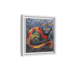 Mystic Shadows: The Enigmatic Cat, Framed Mosaic Cat Art Print — Colorful Modern Wall Canvas