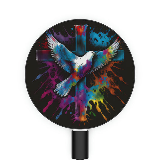 Bold And Beautiful Tie Dye Dove And Cross Style 5 Magnetic Induction Charger