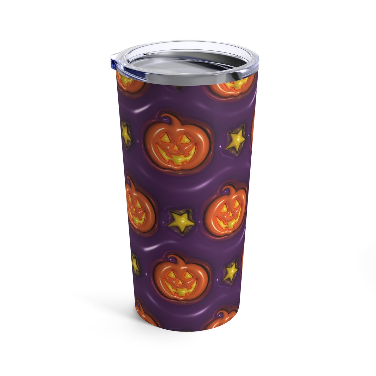 Orange Pumpkins Yellow Stars And Purple Background 3-D Puffy Halloween by  Mulew Art Tumbler 20oz