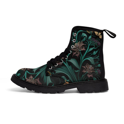 Gothic Bold & Beautiful flower floral Style 2 Men's Canvas Boots
