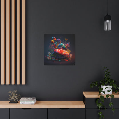 Beautiful Mushroom Luminating Colorful Bliss With Butterflies Canvas Gallery Wraps