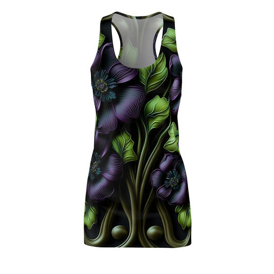 Gothic Bold & Beautiful flower floral Style 4 Women's Cut & Sew Racerback Dress (AOP)