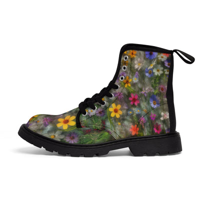 Bold & Beautiful & Metallic Wildflowers, Gorgeous floral Design, Style 2 Women's Canvas Boots