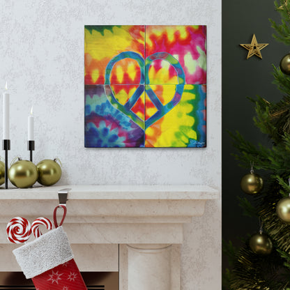 Coolio Tie Dye Hippie Heart Peace Sign Canvas Gallery Wraps