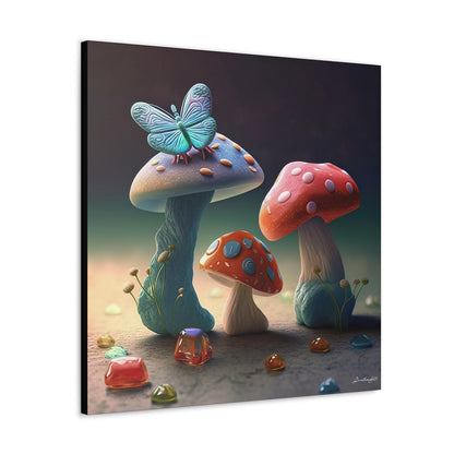 Beautiful Mushroom Luminating Colorful Bliss With Butterflies 2 Canvas Gallery Wraps