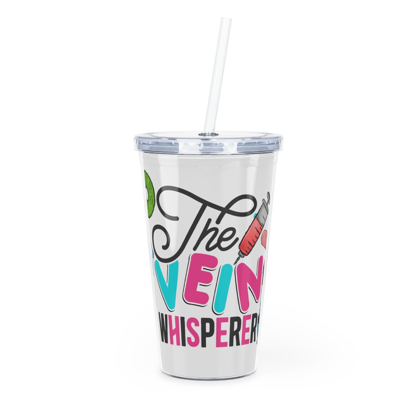 Nurse, Rn, The Vein Whisperer, Women Plastic Tumbler with Straw