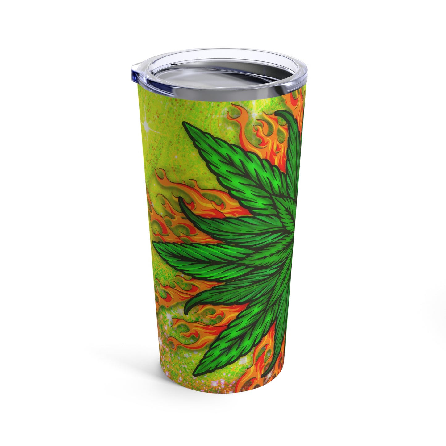 Amazing Orange Green Collage Marijuana Elegantly Designed 420 Weed Tumbler 20oz