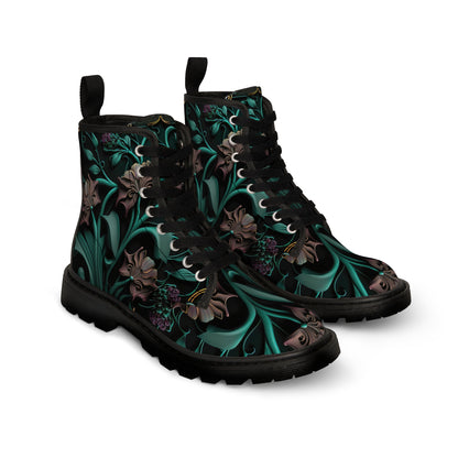 Gothic Bold & Beautiful flower floral Style 2 Women's Canvas Boots
