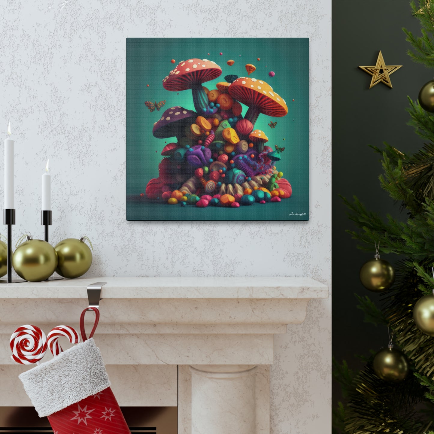 Beautiful Mushroom Luminating Colorful Bliss7 Canvas Gallery Wraps