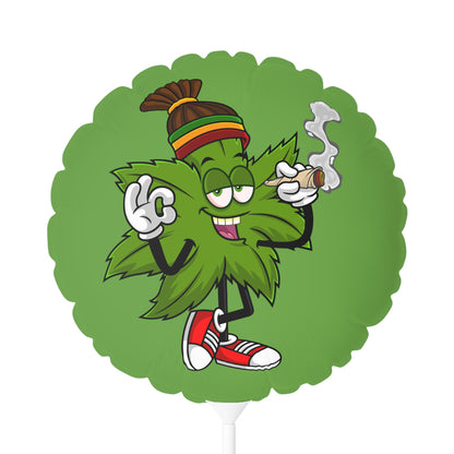 Marijuana Reggae Pot Leaf Man Smoking A Joint With Red Sneakers Style One, Green Balloon (Round and Heart-shaped), 11"