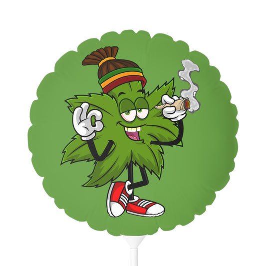 Marijuana Reggae Pot Leaf Man Smoking A Joint With Red Sneakers Style One, Green Balloon (Round and Heart-shaped), 11"