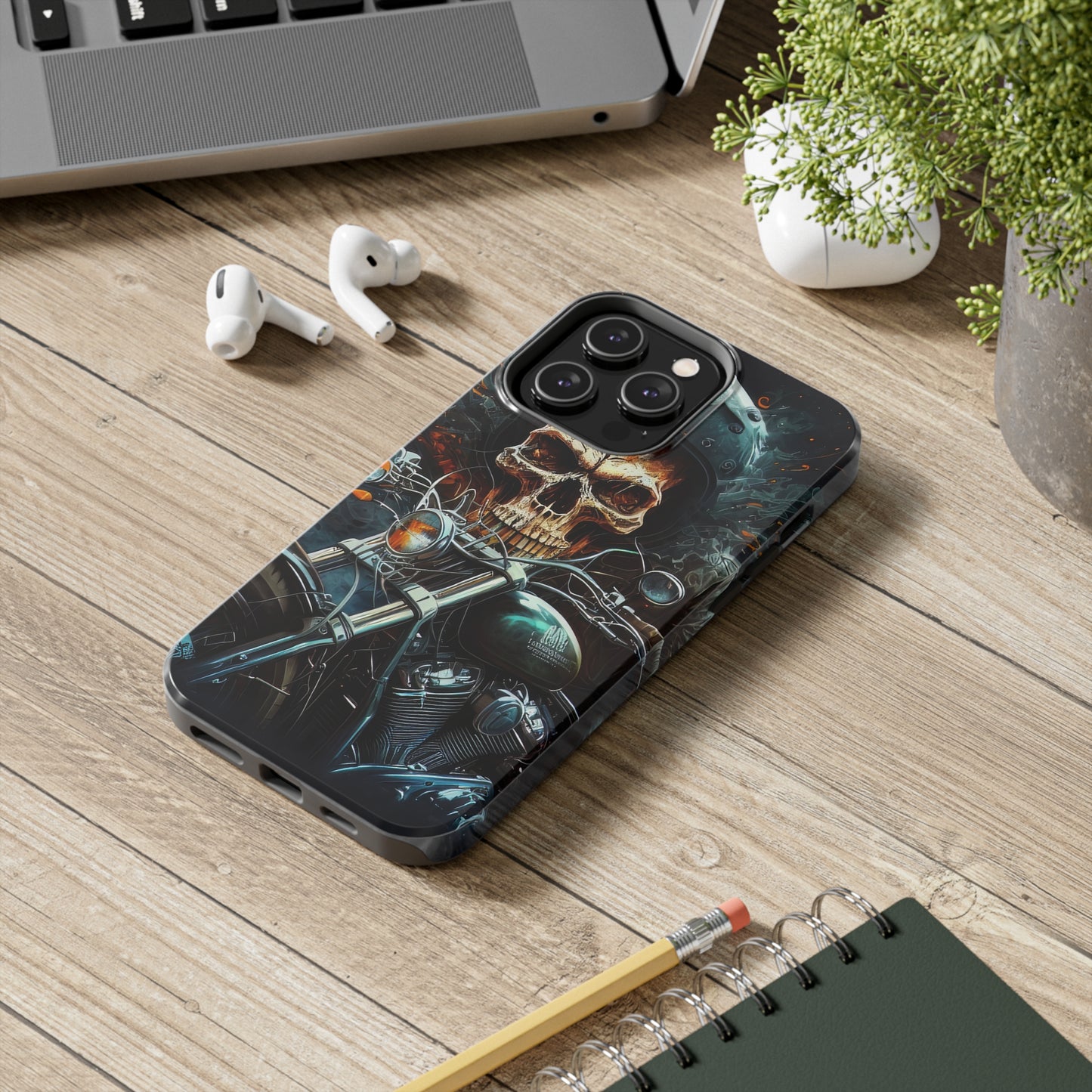 Skull Motorcycle Rider, Ready to Tear Up Road On Beautiful Bike 9 Tough Phone Cases