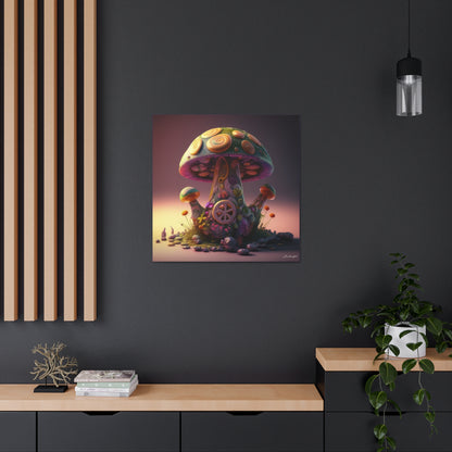 Beautiful Three Mushroom Colorful Uniquely Detailed Canvas Gallery Wraps