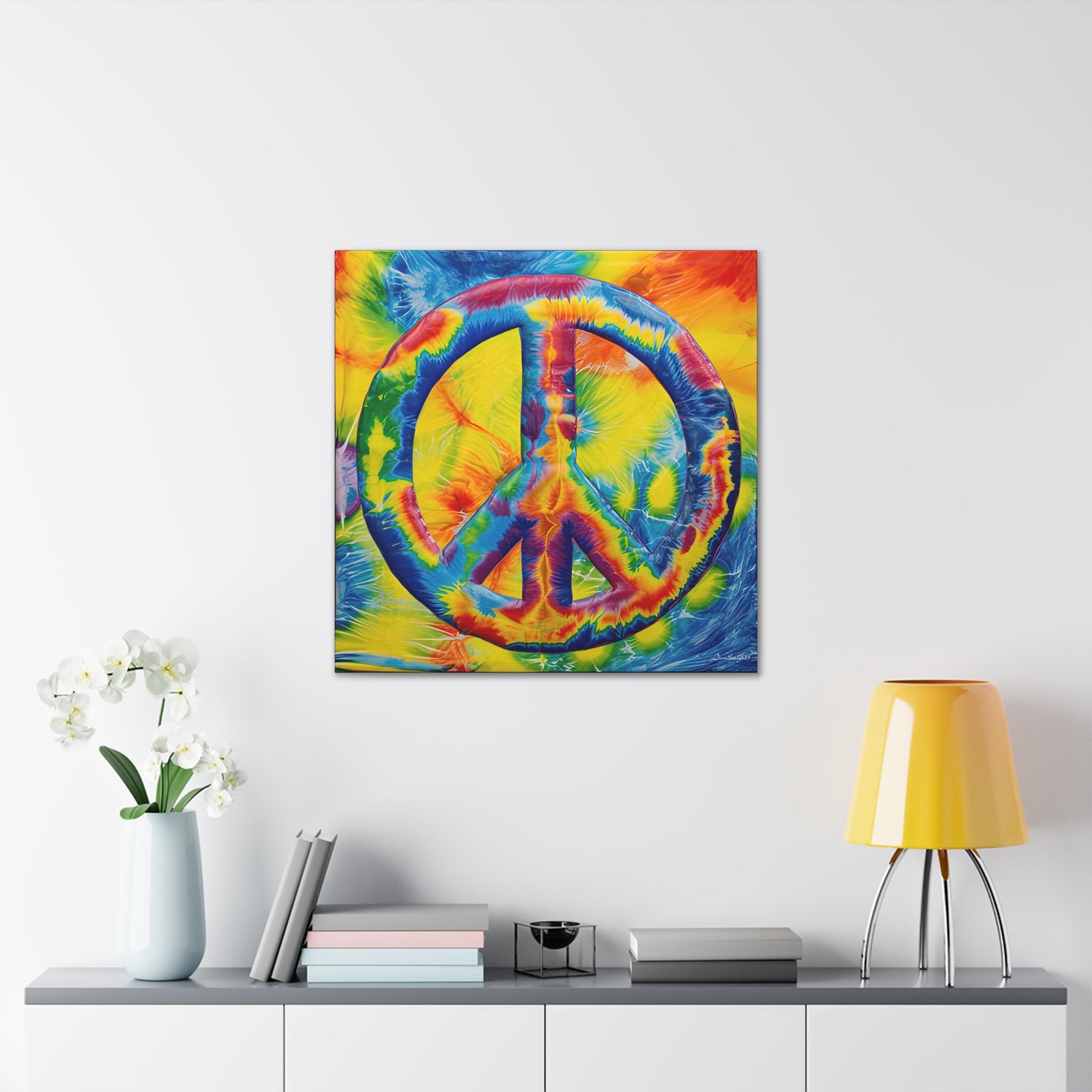 Coolio Tie Dye Hippie Peace Sign 4 Canvas Gallery Wraps