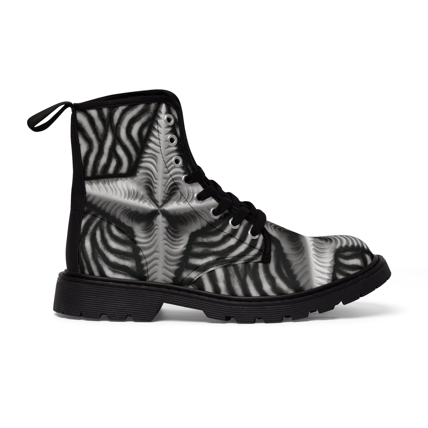 Beautiful Stars Abstract Star Style Black And White Men's Canvas Boots