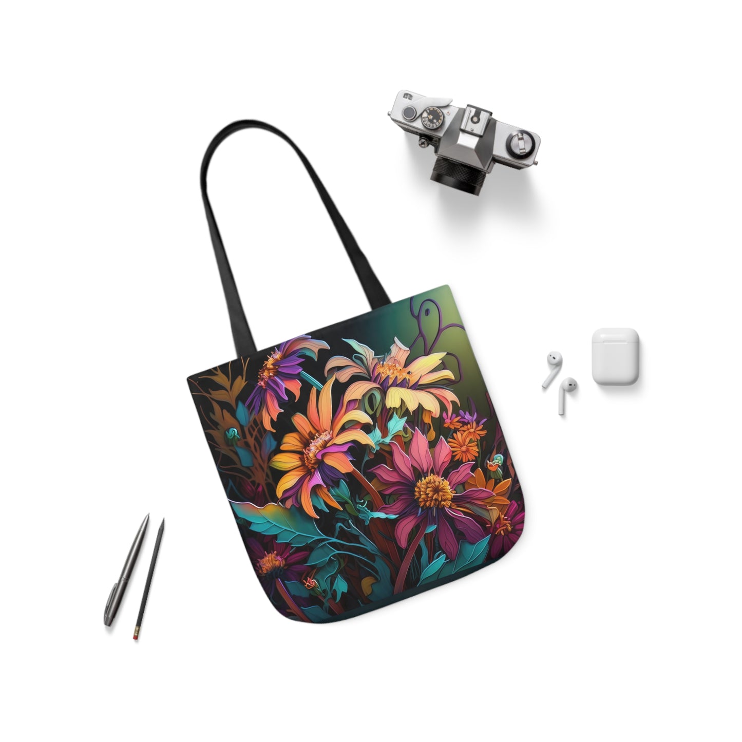 Bold And Beautiful Flowers Style Three Polyester Canvas Tote Bag (AOP)