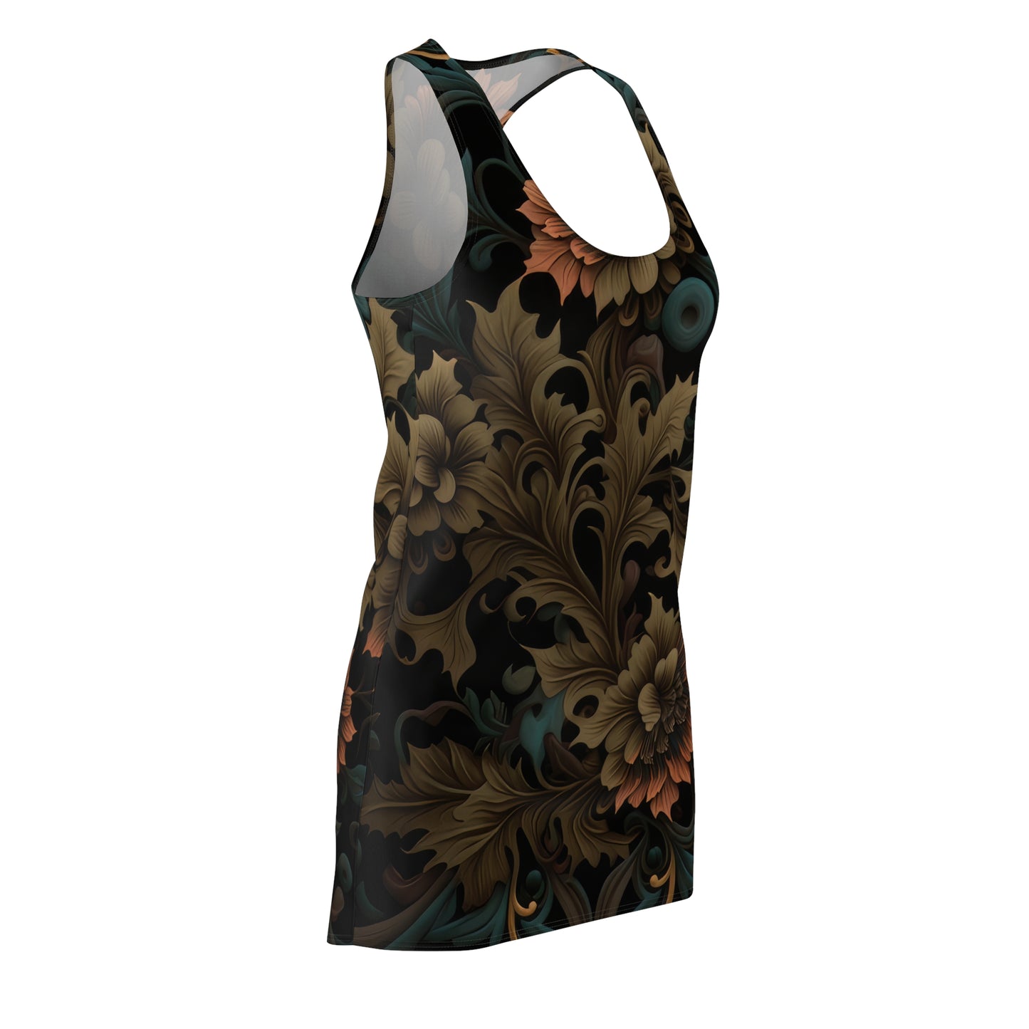 Gothic Bold & Beautiful flower floral Style 7 Women's Cut & Sew Racerback Dress (AOP)