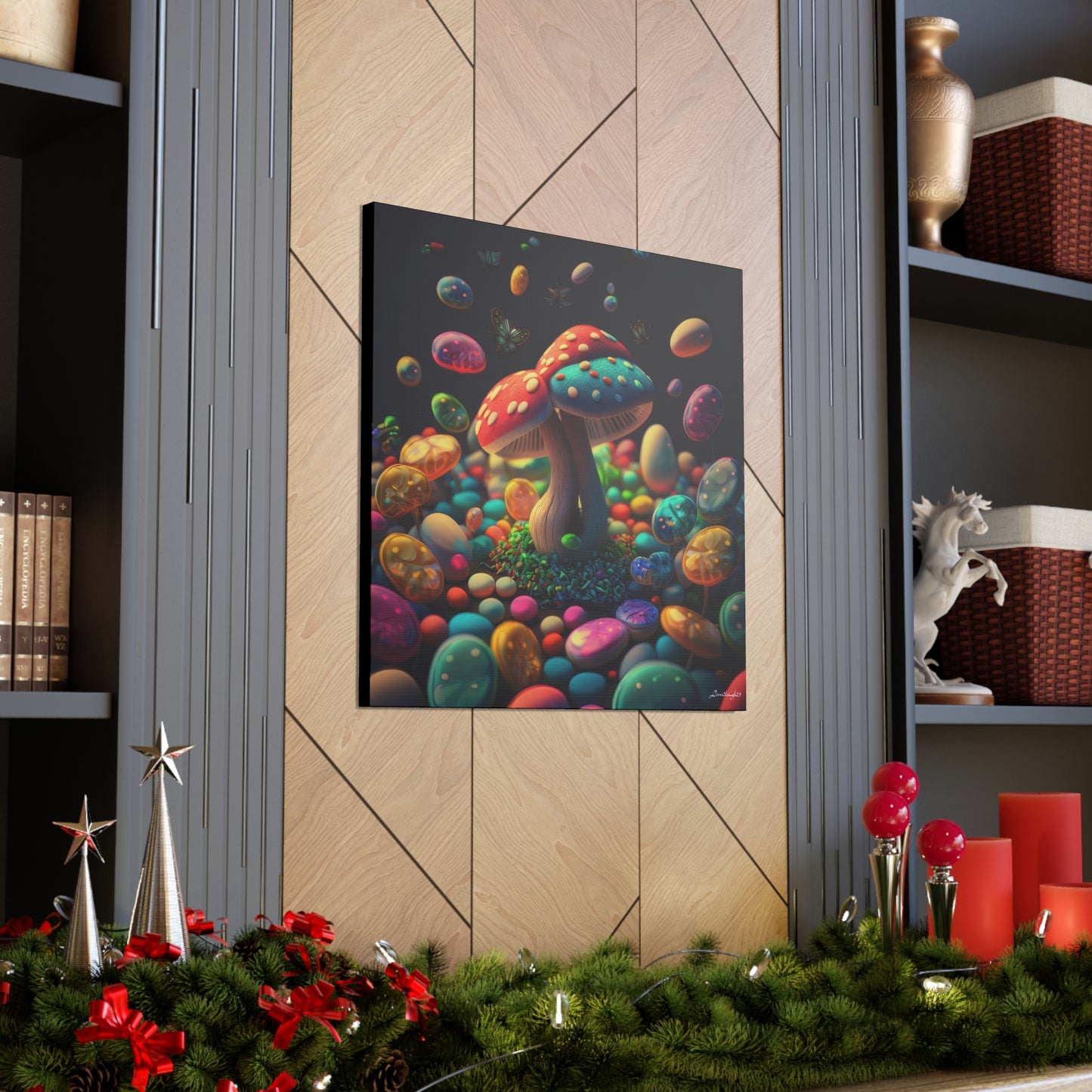 Beautiful Mushroom Luminating Colorful Bliss Canvas Gallery Wraps