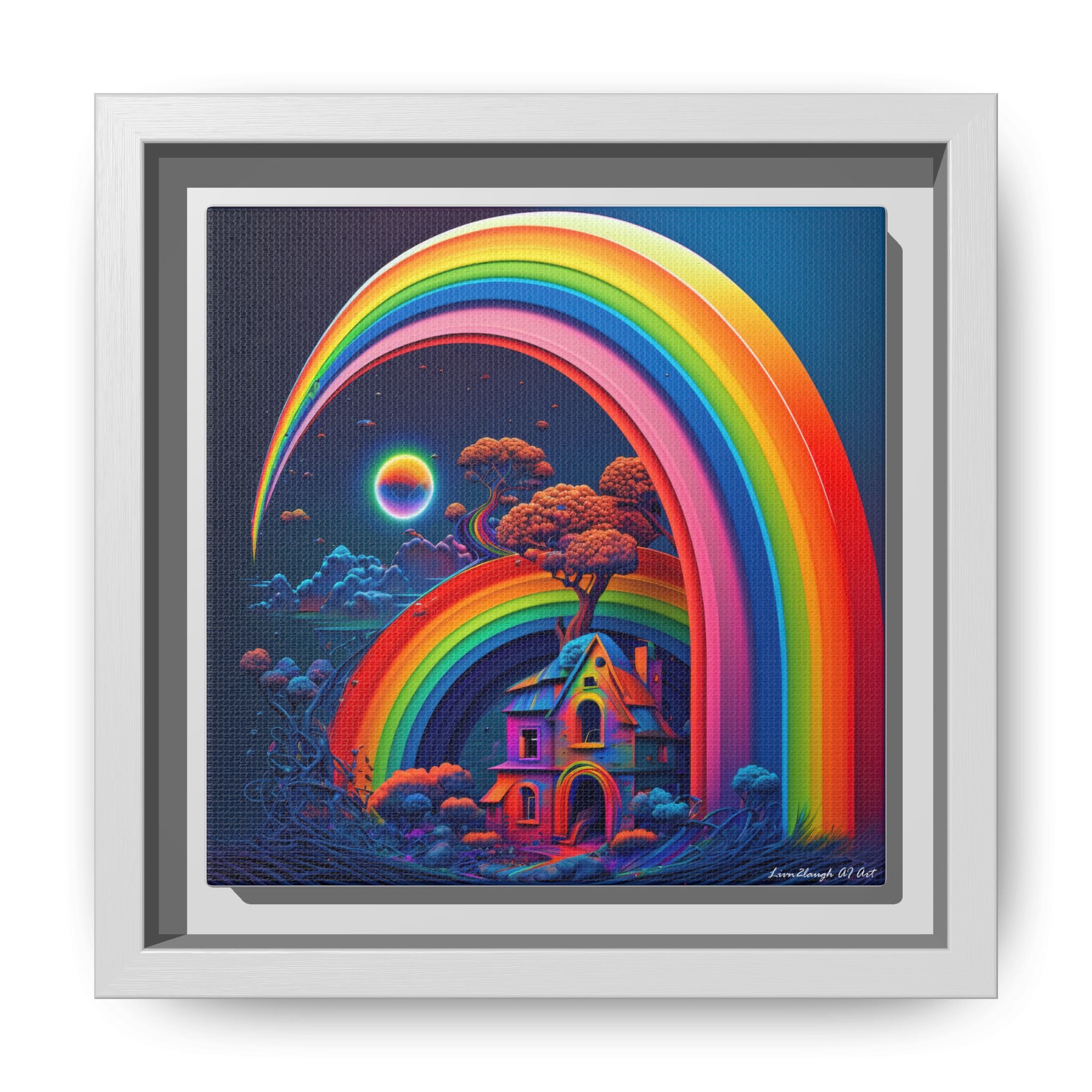 Home Beneath the Rainbow, Art Print — Colorful Modern Wall Canvas