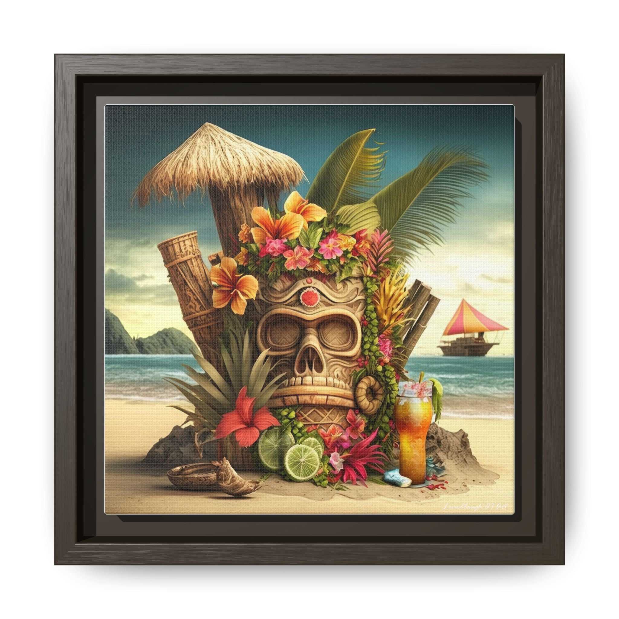 Tiki Dreams by the Shore, Art Print — Colorful Modern Wall Canvas
