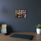 Doodle Abstract Wide Eye Racoons With Colorful Grey Pink Yellow Background By DaFlowerChild Aluminum Composite Panels