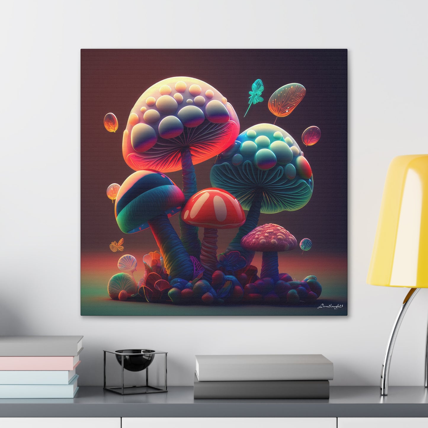 Beautiful Mushroom Luminating Colorful Bliss 5 Canvas Gallery Wraps