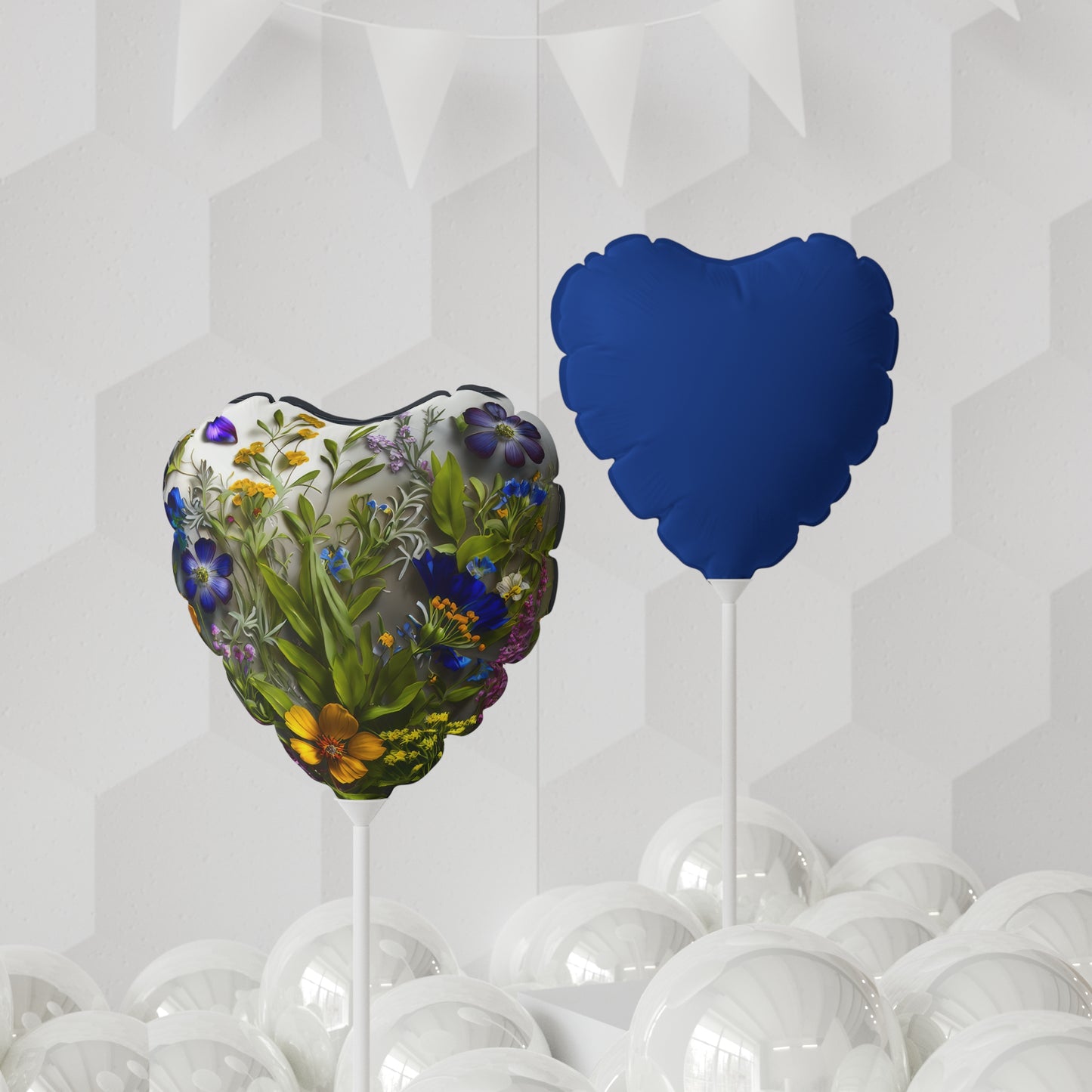 Bold & Beautiful & Metallic Wildflowers, Gorgeous floral Design, Style 4 Balloon (Round and Heart-shaped), 11"