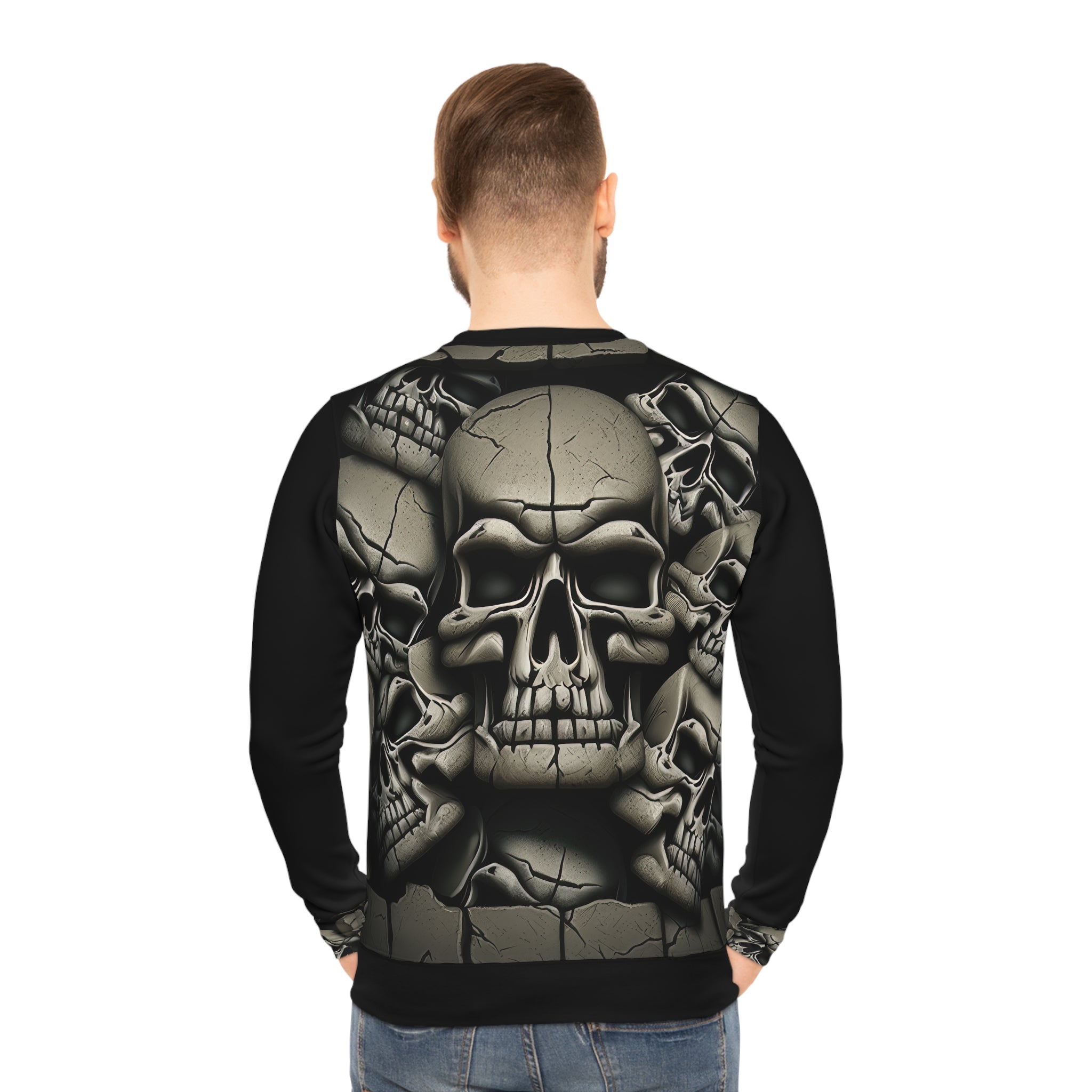 Metallic Chrome Skulls and classic Designed Background Style 11 Lightweight Sweatshirt (AOP)
