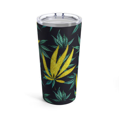 Gold & Green Marijuana Elegantly Designed 420 Weed Tumbler 20oz