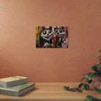Doodle Abstract Wide Eye Racoons With Colorful Grey Pink Yellow Background By DaFlowerChild Aluminum Composite Panels