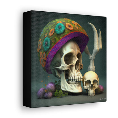 Skull With Colorful Beautifully Detailed Helmet Purple Green Orange Canvas Gallery Wraps