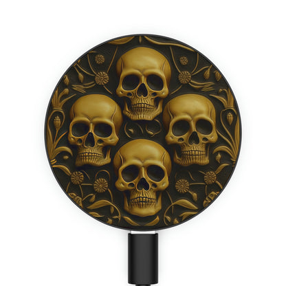 Metallic Chrome Skull And Detailed Background Style 14 Magnetic Induction Charger