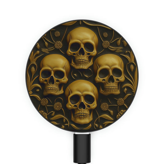 Metallic Chrome Skull And Detailed Background Style 14 Magnetic Induction Charger
