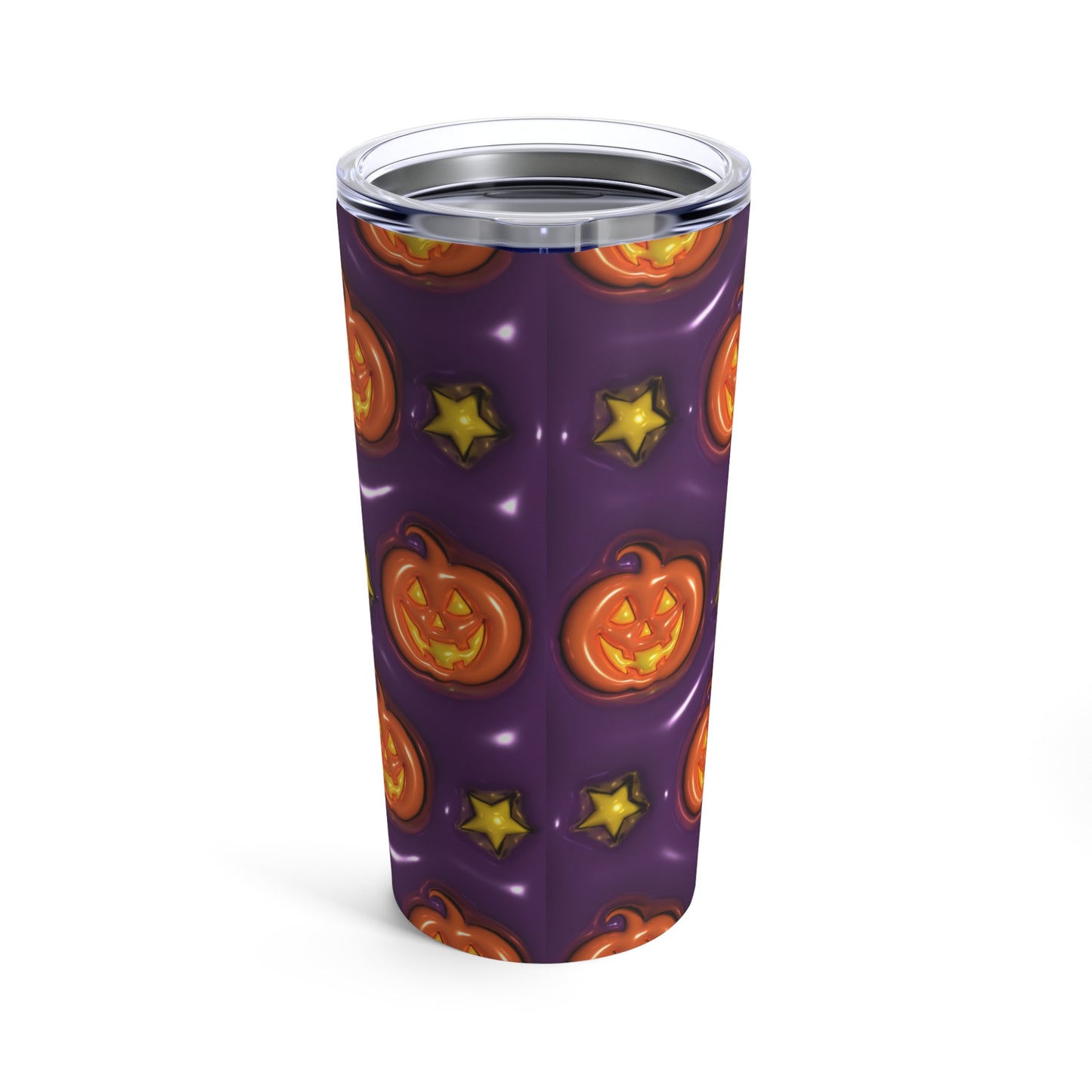 Orange Pumpkins Yellow Stars And Purple Background 3-D Puffy Halloween by  Mulew Art Tumbler 20oz