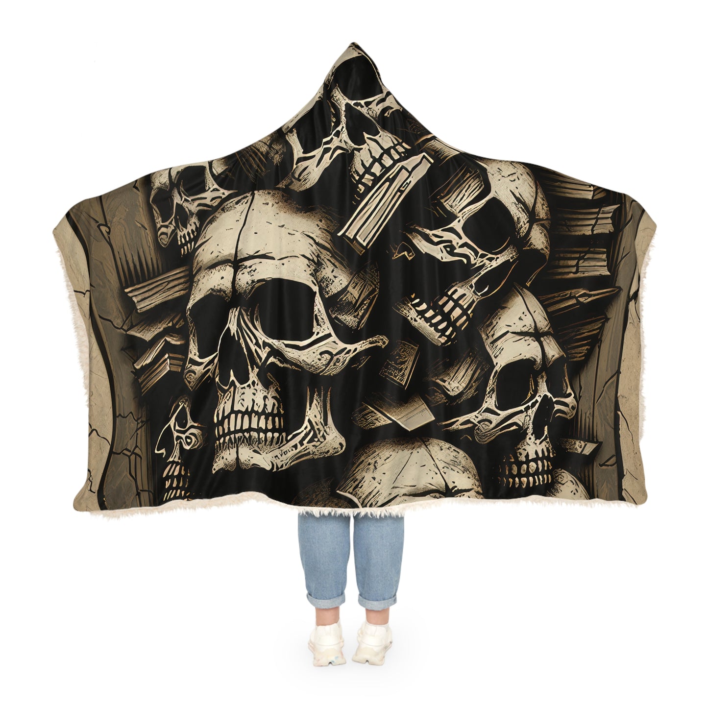 Deeply Detailed Green, Yellow And Grey Skulls Cement Background Snuggle Blanket