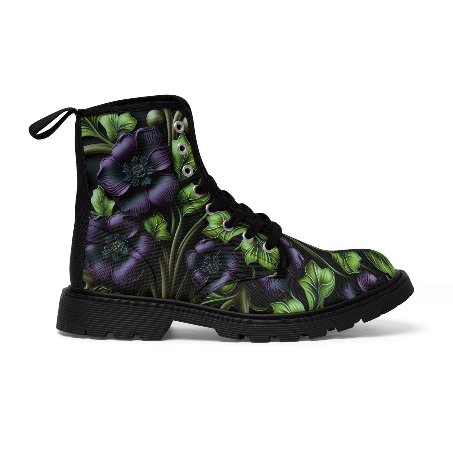 Gothic Bold & Beautiful flower floral Style 4 Men's Canvas Boots