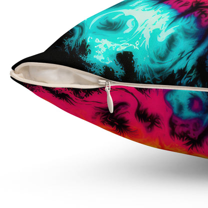 Bold And Beautiful Tie Dye Style Three Spun Polyester Square Pillow