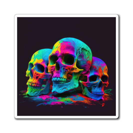Bold And Beautiful Tie Dye Skulls, Style 10 Magnets