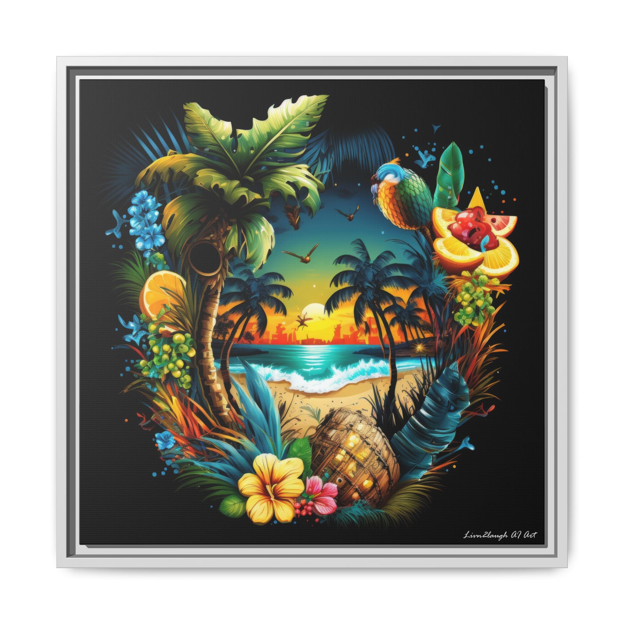 Island Rhythm at Dusk, Art Print — Colorful Modern Wall Canvas