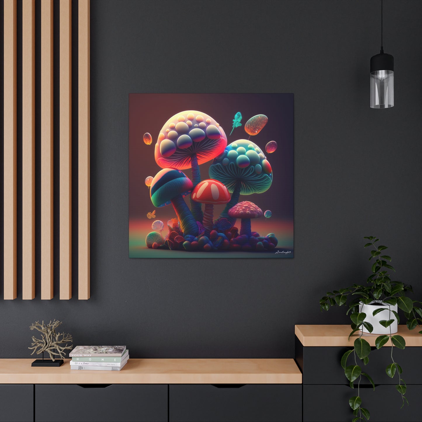 Beautiful Mushroom Luminating Colorful Bliss 5 Canvas Gallery Wraps
