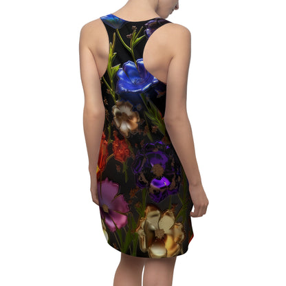 Bold & Beautiful & Metallic Wildflowers, Gorgeous floral Design, Style 7 Women's Cut & Sew Racerback Dress (AOP)