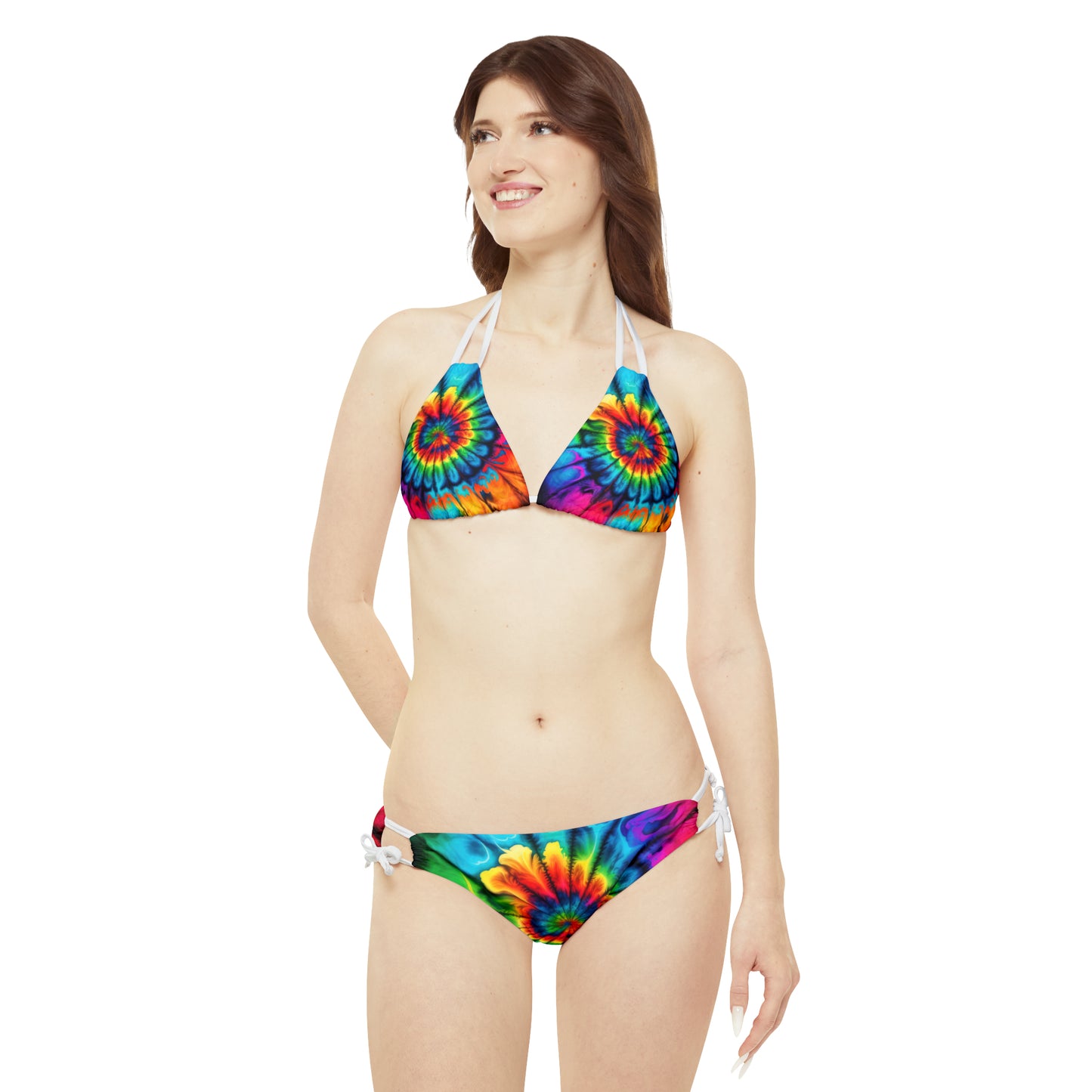 Bold And Beautiful Tie Dye Style 2 B Strappy Bikini Set (AOP)