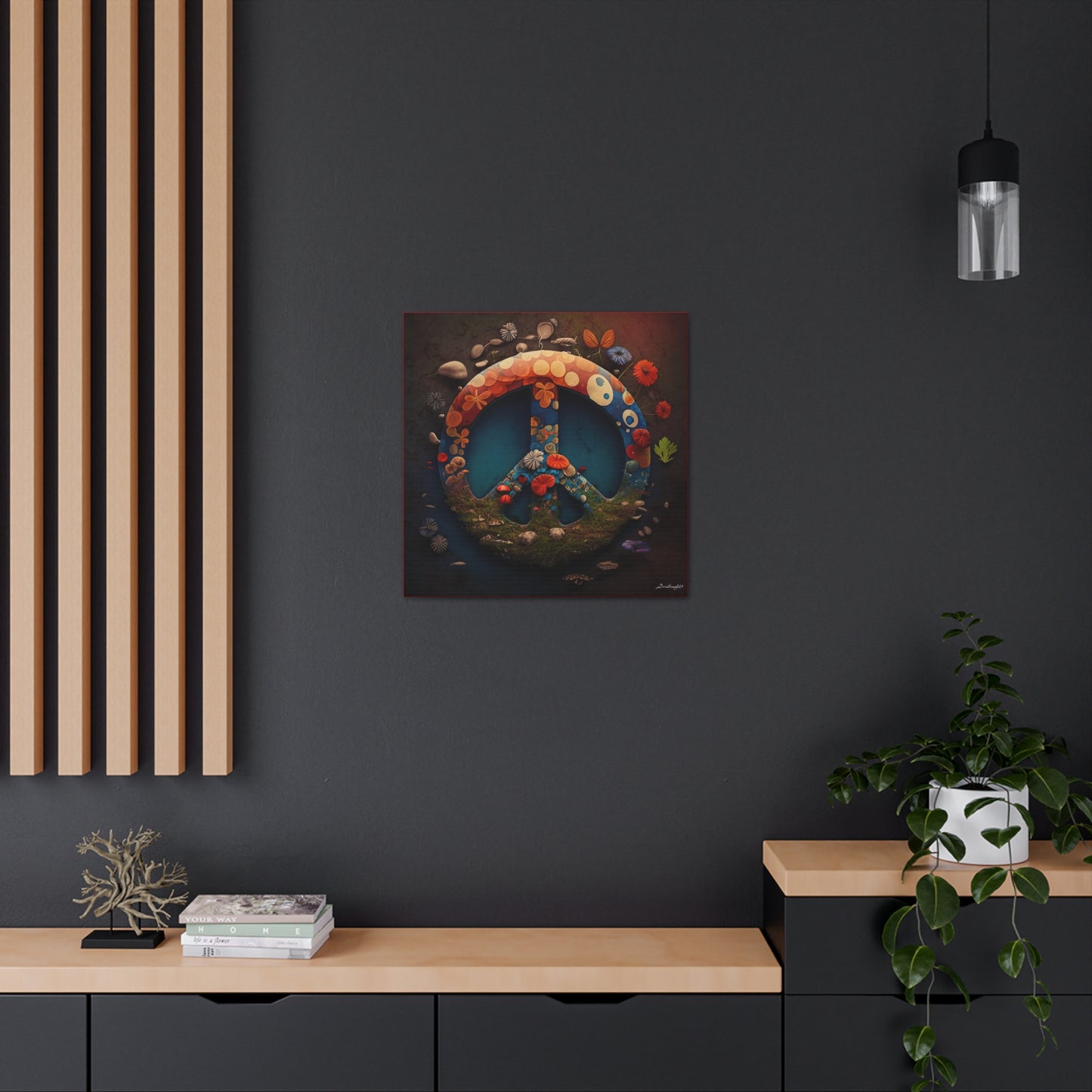 Beautiful Forest Round Peace Sign Canvas Gallery Wraps