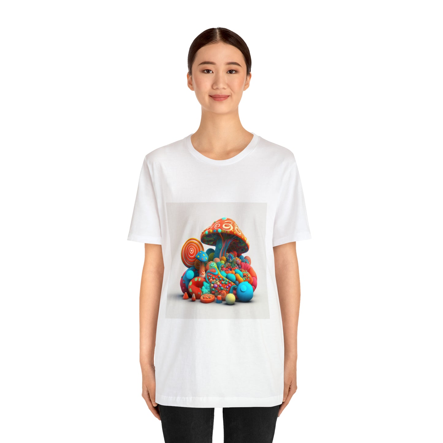 Hippie Mushroom Color Candy Style Design Style 1Unisex Jersey Short Sleeve Tee