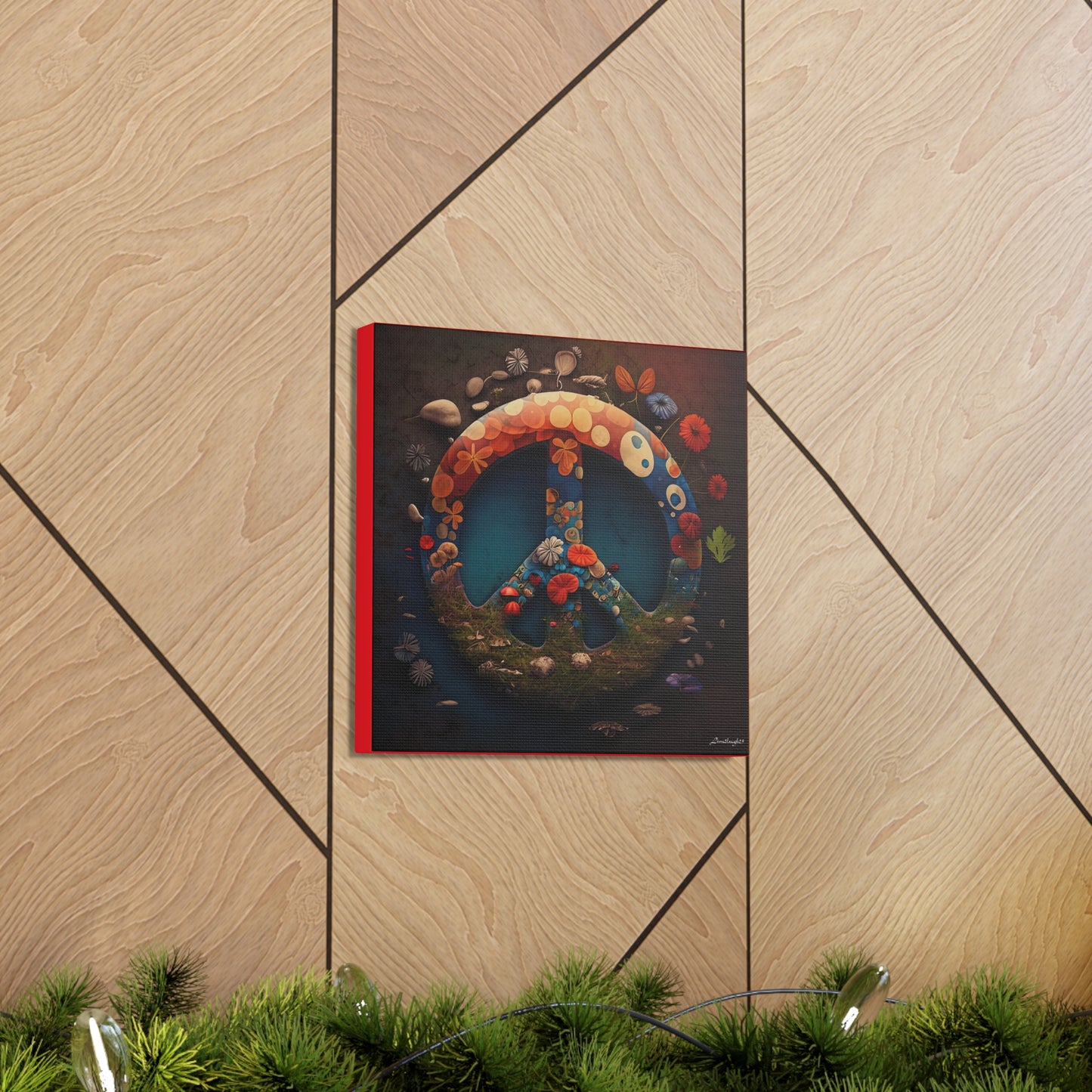 Beautiful Forest Round Peace Sign Canvas Gallery Wraps