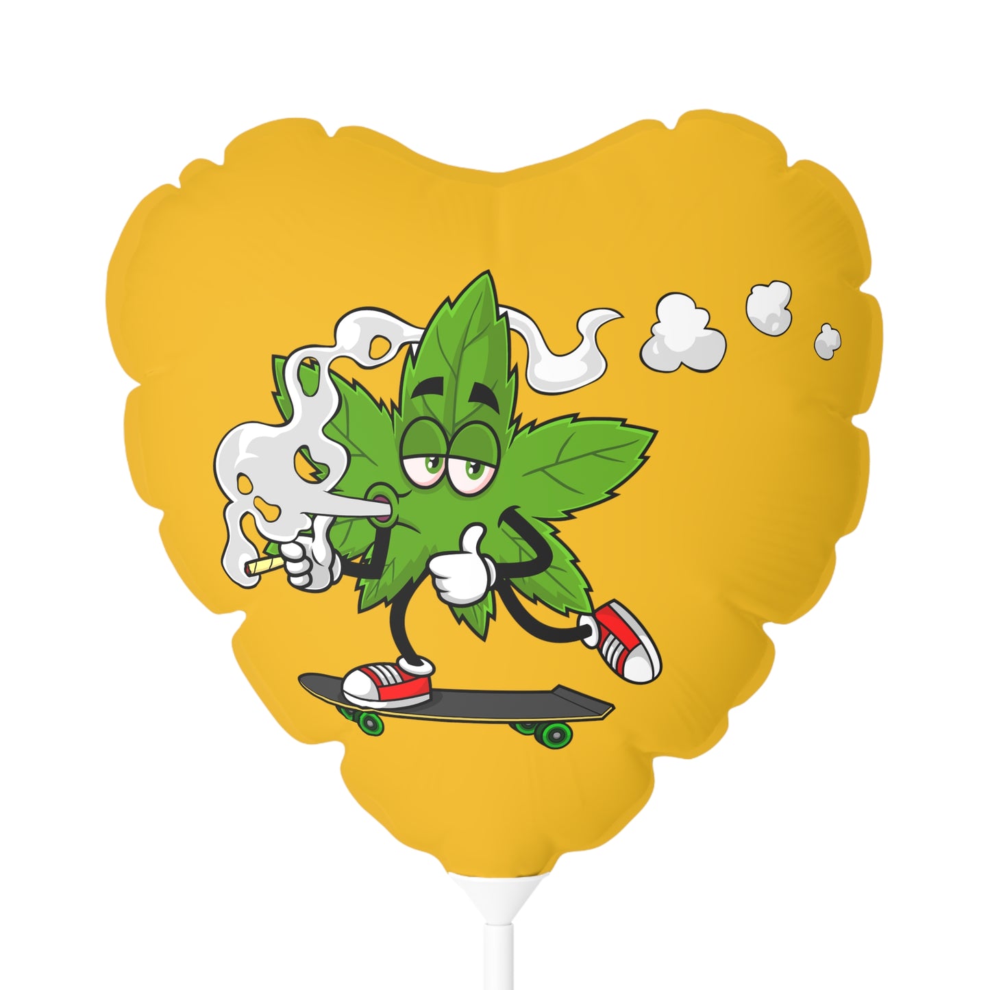 Marijuana Reggae Pot Leaf Man Smoking A Joint With Red Sneakers Style 4, Yellow Balloon (Round and Heart-shaped), 11"