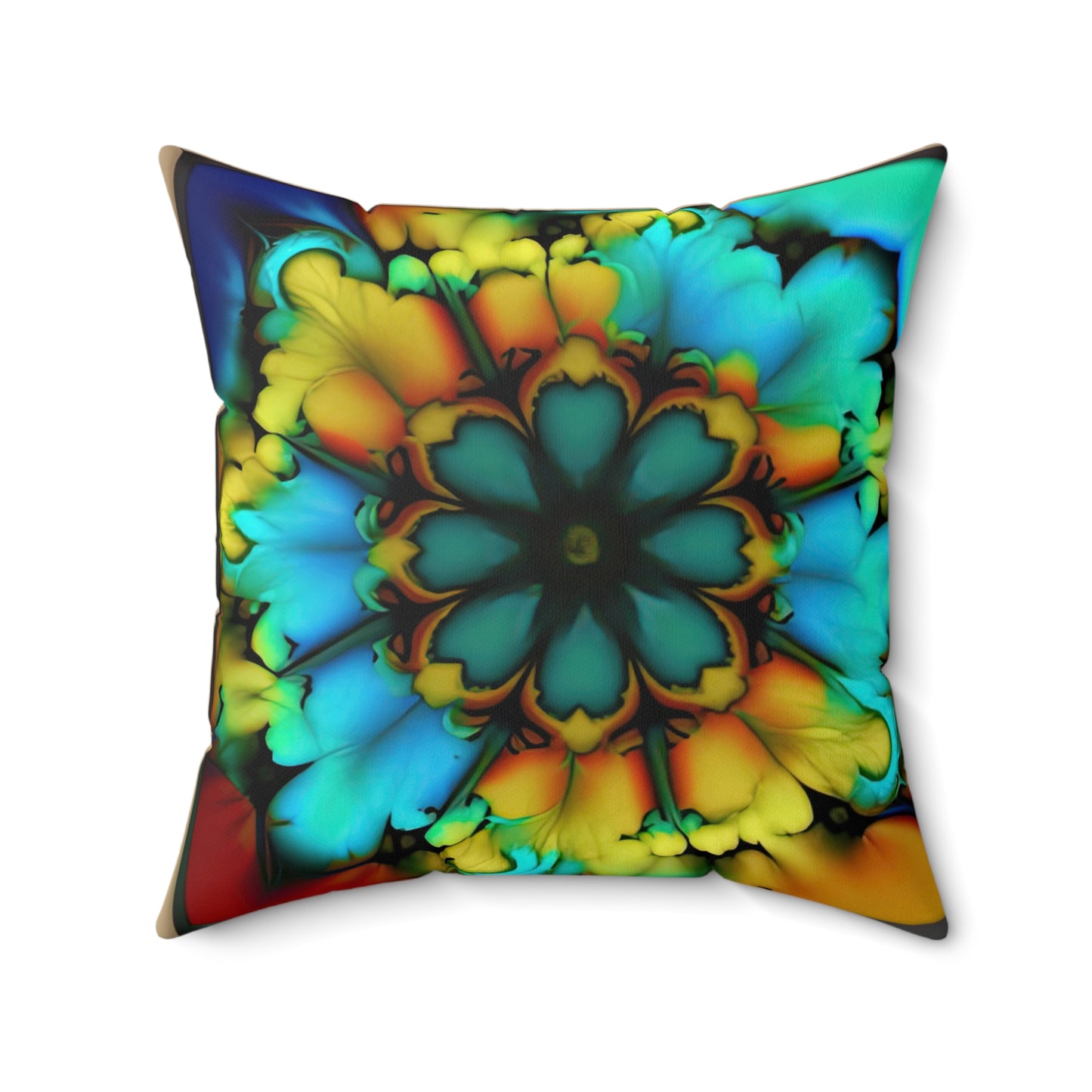 Bold And Beautiful Tie Dye B 3 Blue Yellow Spun Polyester Square Pillow