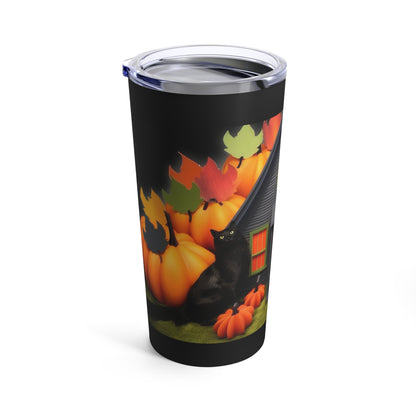 Fall Home With Black Cat And Pumpkins Tumbler 20oz