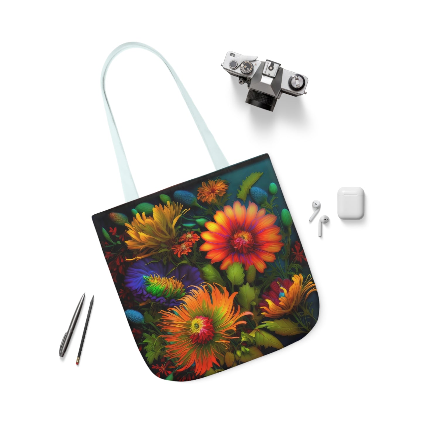 Bold And Beautiful Flowers Style One Polyester Canvas Tote Bag (AOP)